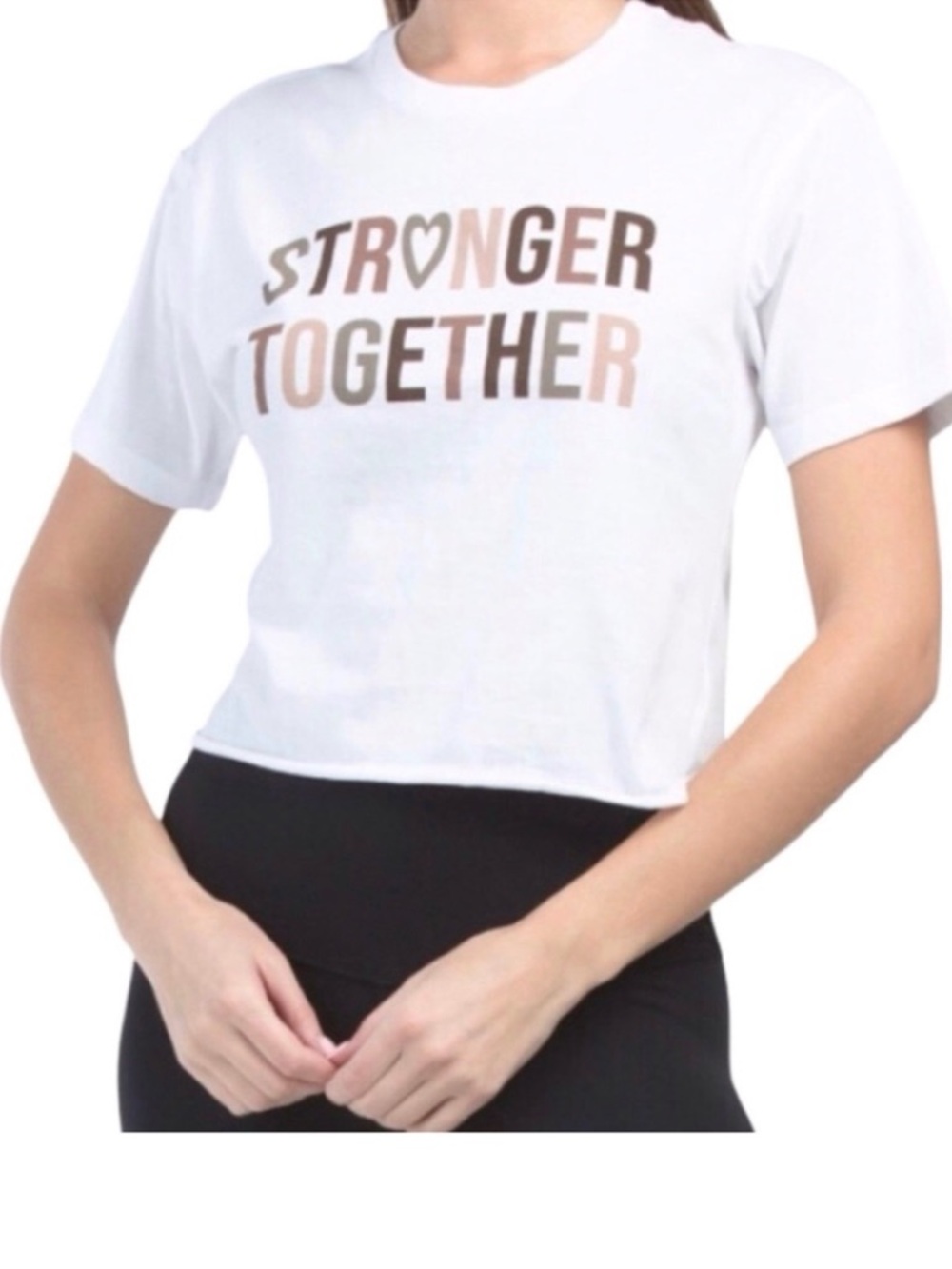 Miken Flow “Stronger Together” Graphic Crop Tee (NWOT) (Size: Large)